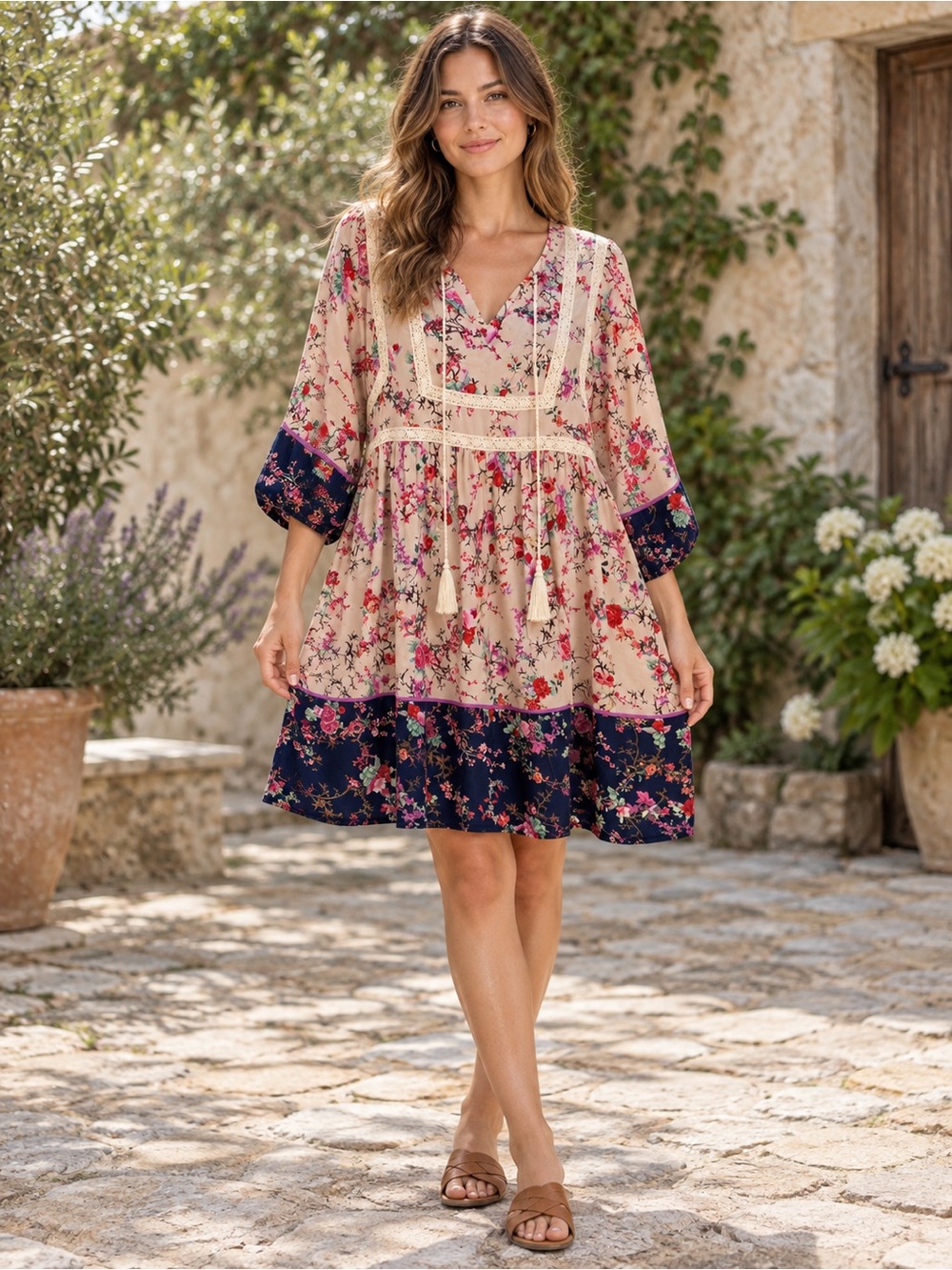 Uncle Frank Dress Small Boho Feminine Lightweight Floral #371CL